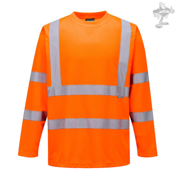 T-shirt manica lunga alta visibilità da lavoro arancio